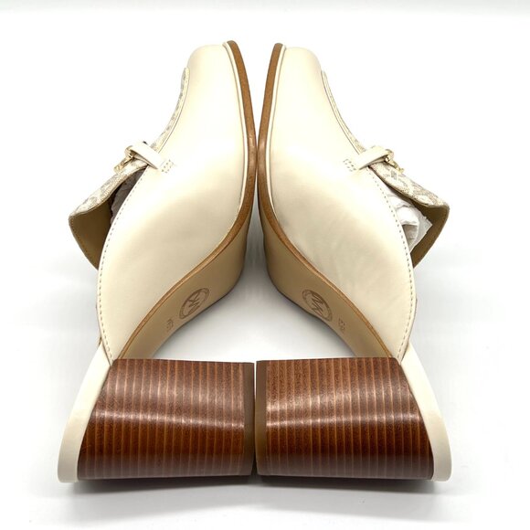 MICHAEL Michael Kors Womens Size 6.5 Cream Leather Heels Mules Clogs Shoes - Picture 8 of 14